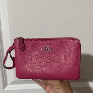 Coach Fuchsia Leather Wristlet